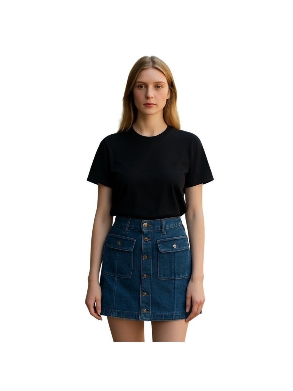 Gap 1969 denim mini skirt button front pockets front back a-line Size 29